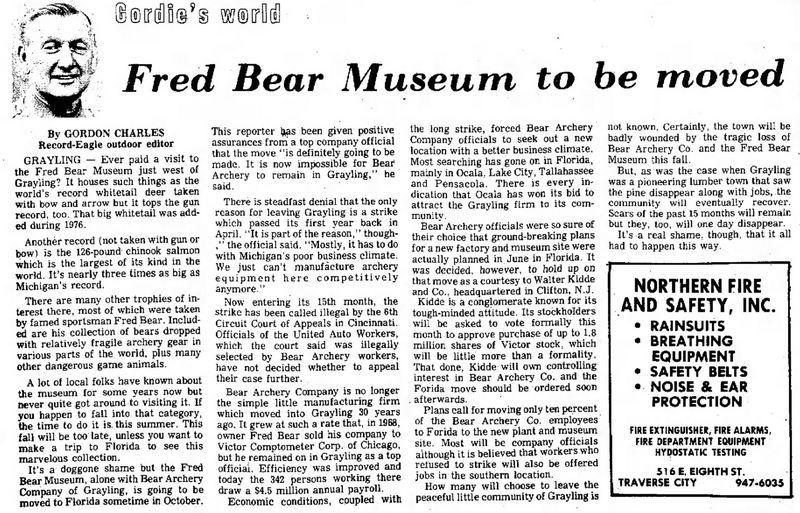 Fred Bear Museum  and Bear Mountain - 1977 Article On Move (newer photo)